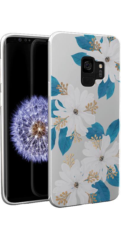 Blue and Gold Clear Floral Samsung Case - Image 5