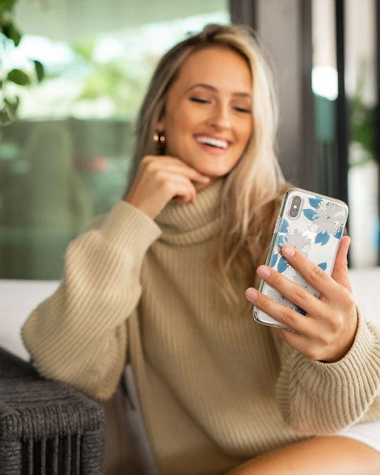 Blue and Gold Clear Floral Samsung Case - Image 8
