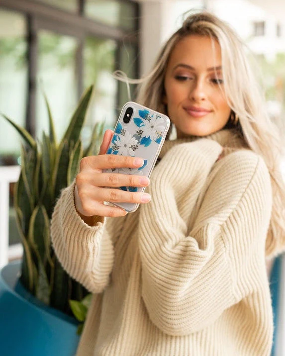 Blue and Gold Clear Floral Samsung Case - Image 9