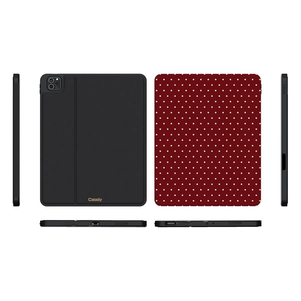 On the Dot | Maroon Polka Dot iPad Case - Image 36