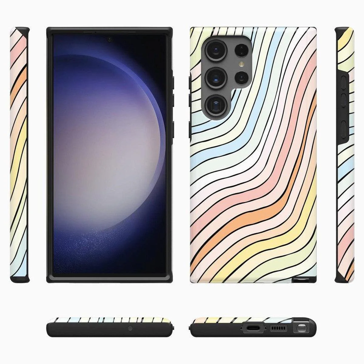 Ride The Wave | Pastel Rainbow Lined Samsung Case - Image 3