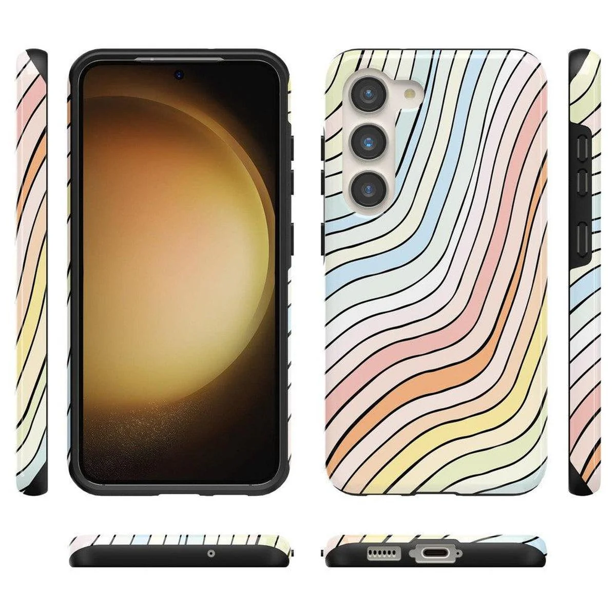 Ride The Wave | Pastel Rainbow Lined Samsung Case - Image 9