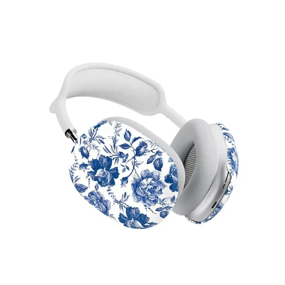 Rose to Fame | Blue & White Rose Floral AirPods Max Case - Image 3