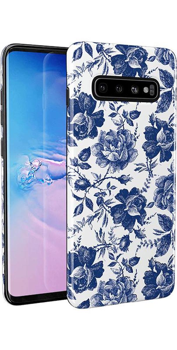Rose to Fame | Blue & White Rose Floral Samsung Case - Image 8