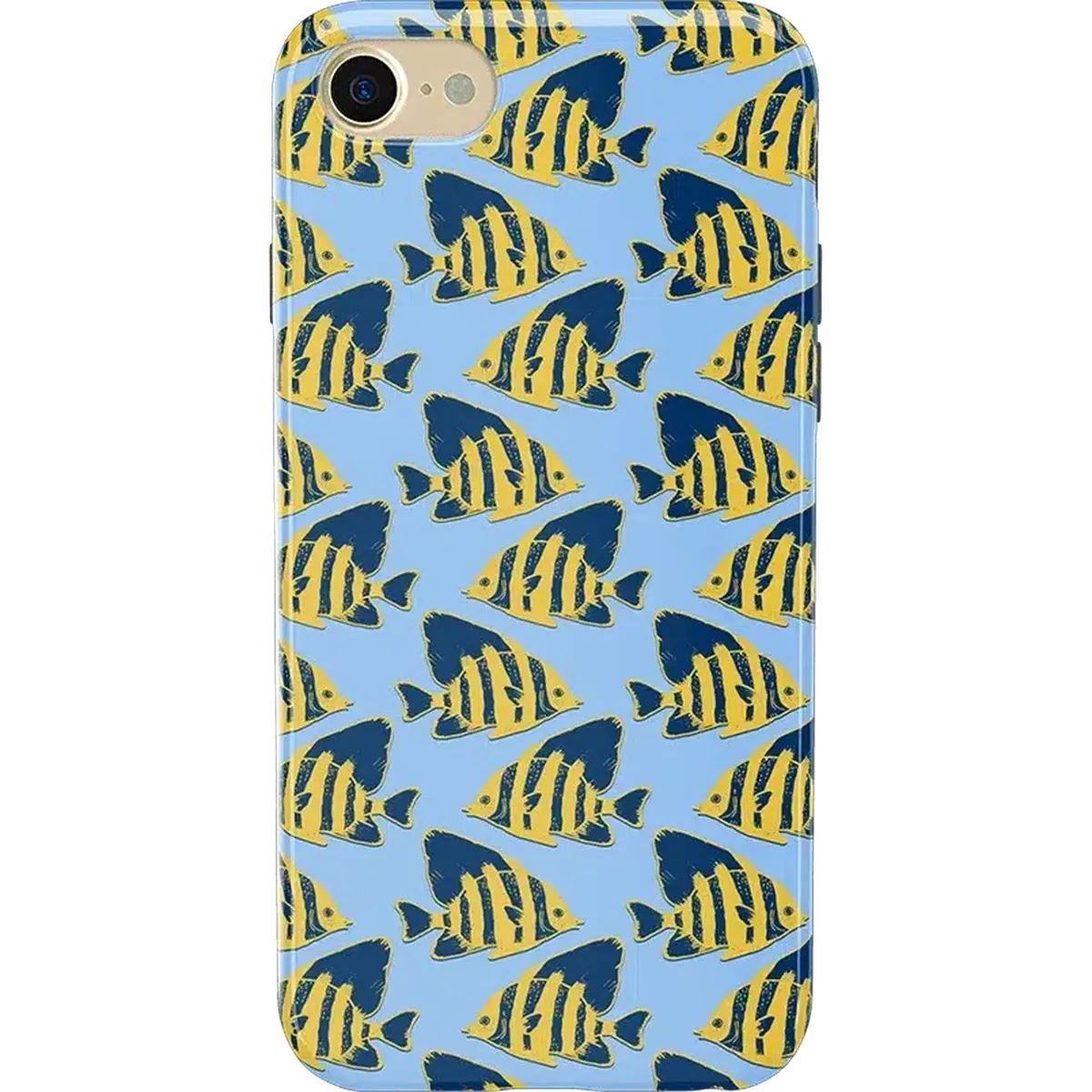 Something's Fishy | Navy Blue & Yellow Fish Print Case - Image 4